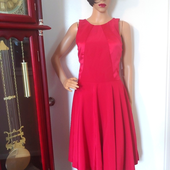 LELA ROSE 10 RED RACER BACK SKATER DRESS - Picture 2 of 11